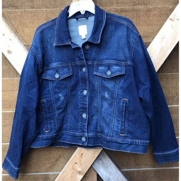 LC Lauren Conrad Jackets & Blazers - DENIM Jacket Women’s PLUS  Lauren Conrad  Blue Denim Jacket Size XL